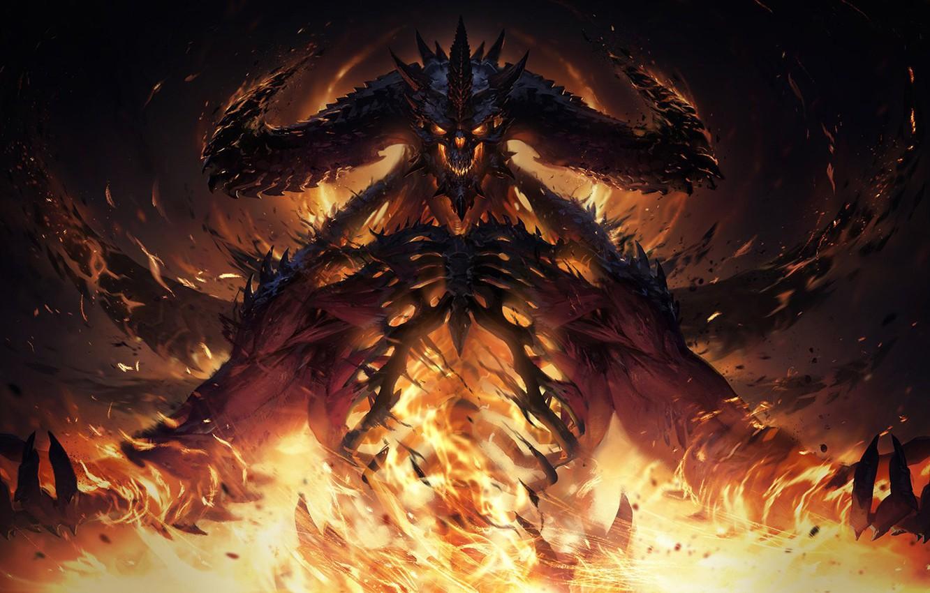 1332x850 Wallpaper Fire, Blizzard, Art, Diablo, Game image for desktop, section игры