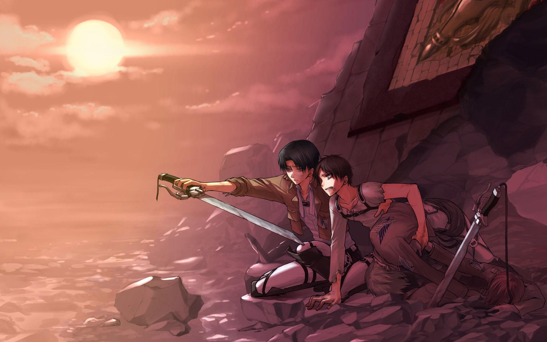 1920x1200 Free download levi eren armin attack on titan shingeki no kyojin sunset HD wallpaper [1920x1200] for your Desktop, Mobile & Tablet. Explore Levi Wallpaper Attack on Titan