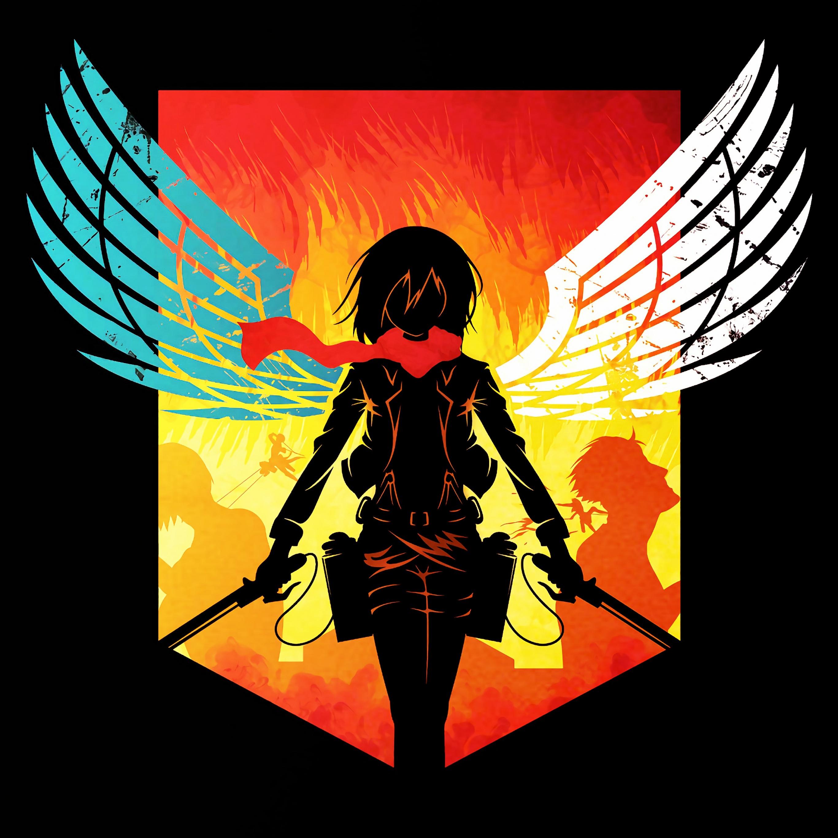 2732x2732 Attack on Titan Wallpaper 4K, Shingeki no Kyojin, Mikasa Ackerman, Anime