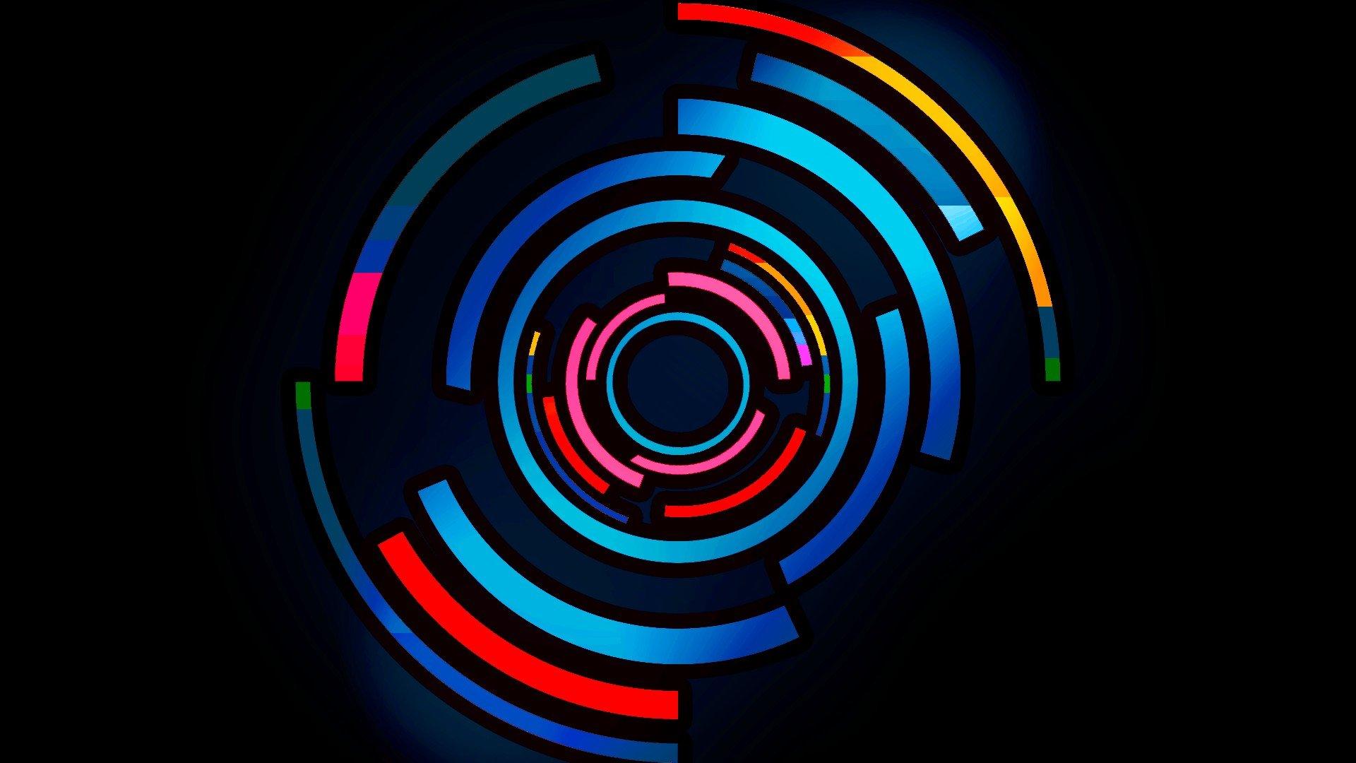 1920x1080 digital art, Colorful, Circle, Blue, Red HD Wallpaper / Desktop and Mobile Image & Photo