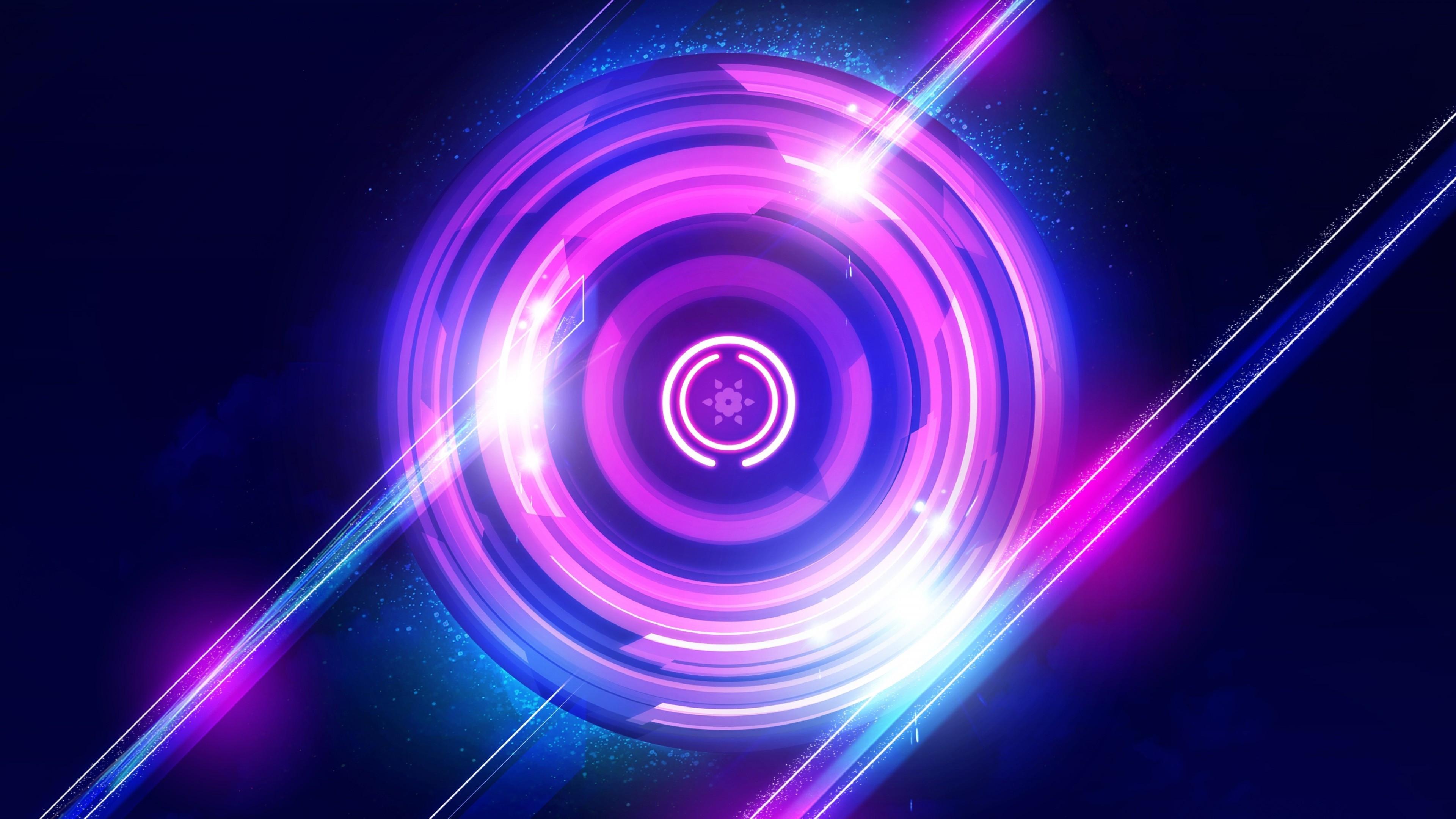 3840x2160 Download 3840x2160 Circle, Lines, Digital Art, Artistic, Light, Effects Wallpaper for UHD TV