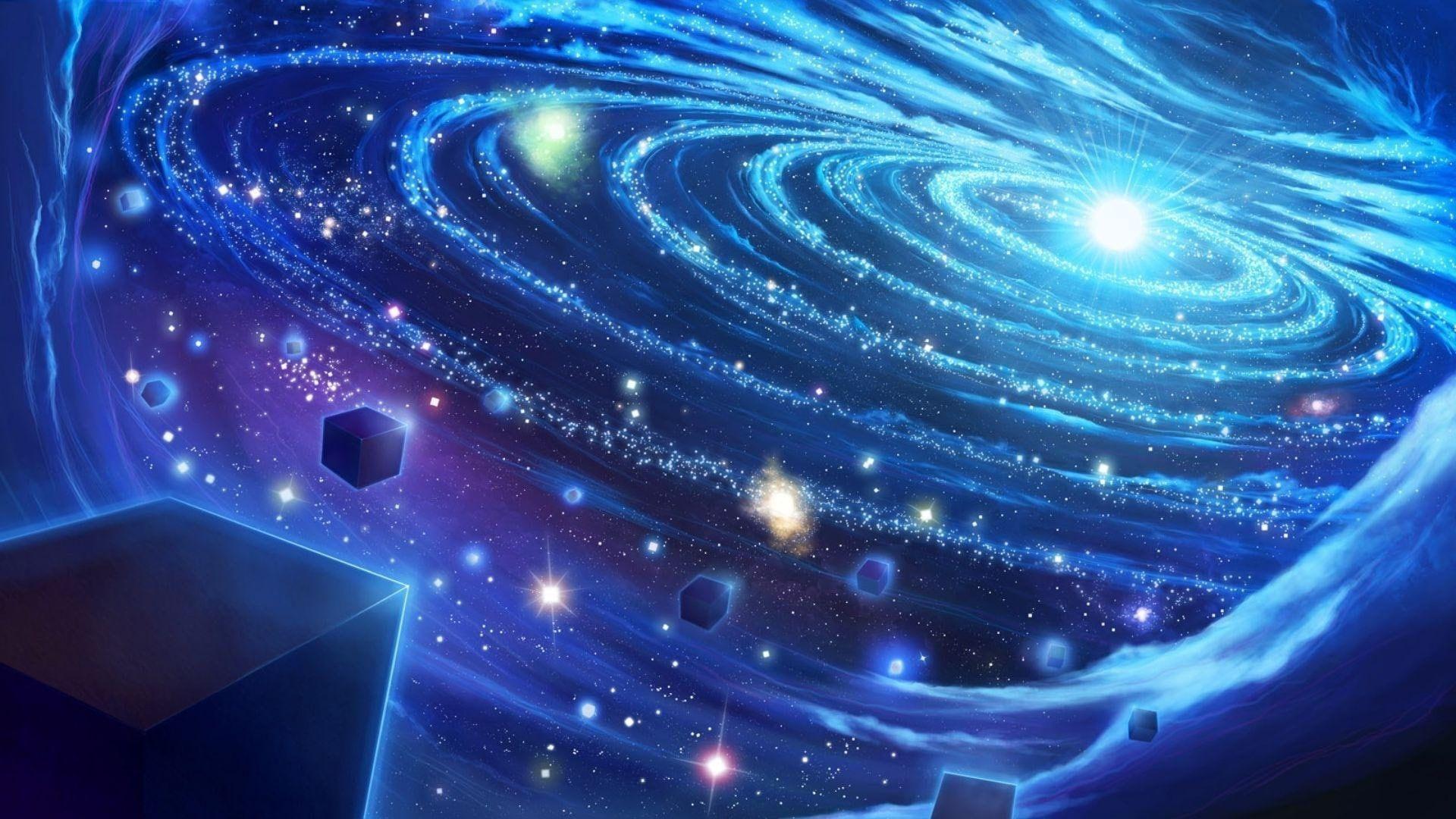 1920x1080 Blue space, purple and teal galaxy digital art x1080 #light #star #universe #galaxy P. Blue galaxy wallpaper, Galaxy wallpaper, Galaxy wallpaper iphone