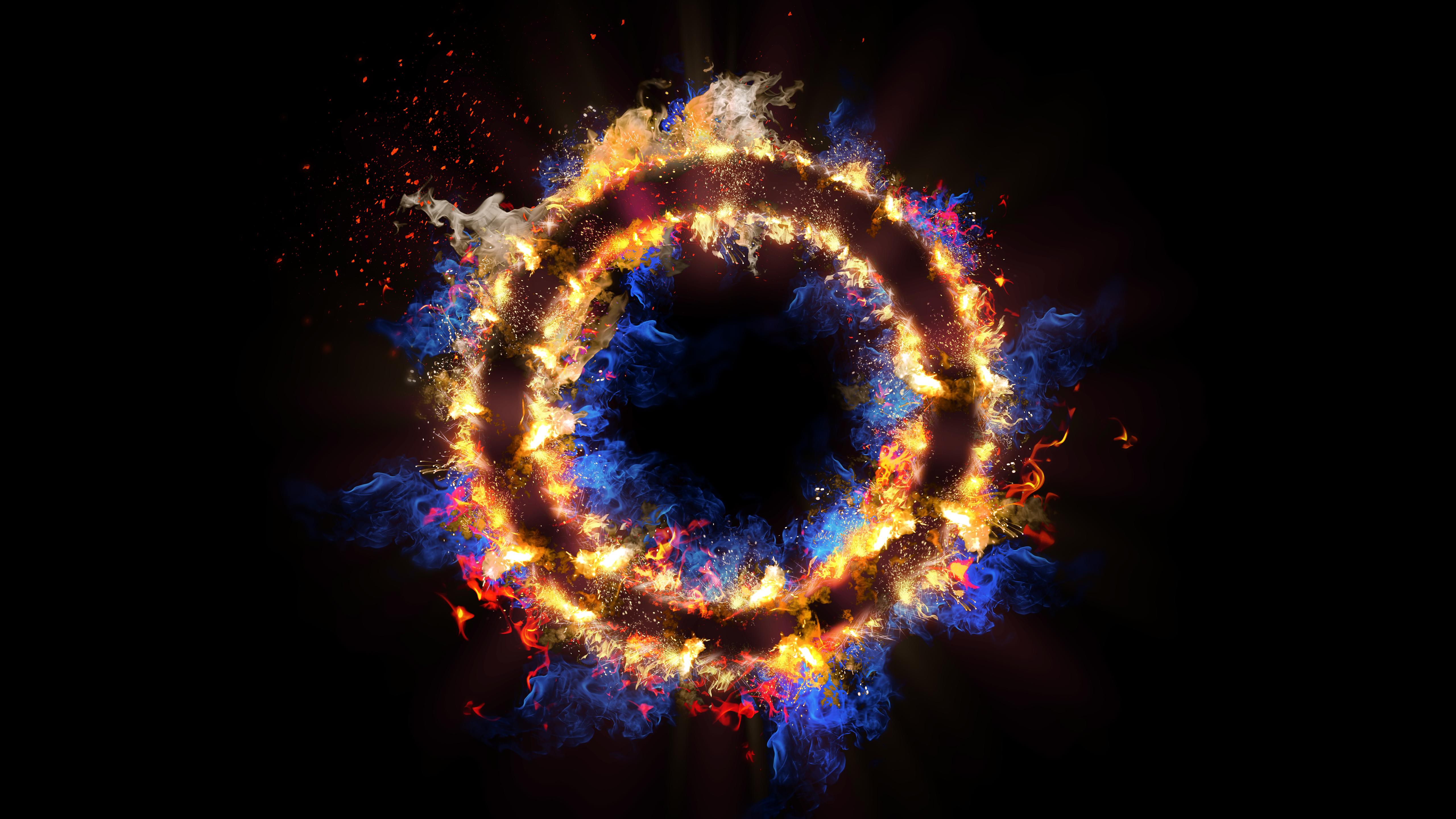 5120x2880 Flame Circle 3D Abstract 5k, HD Abstract, 4k Wallpaper, Image, Background, Photo and Picture