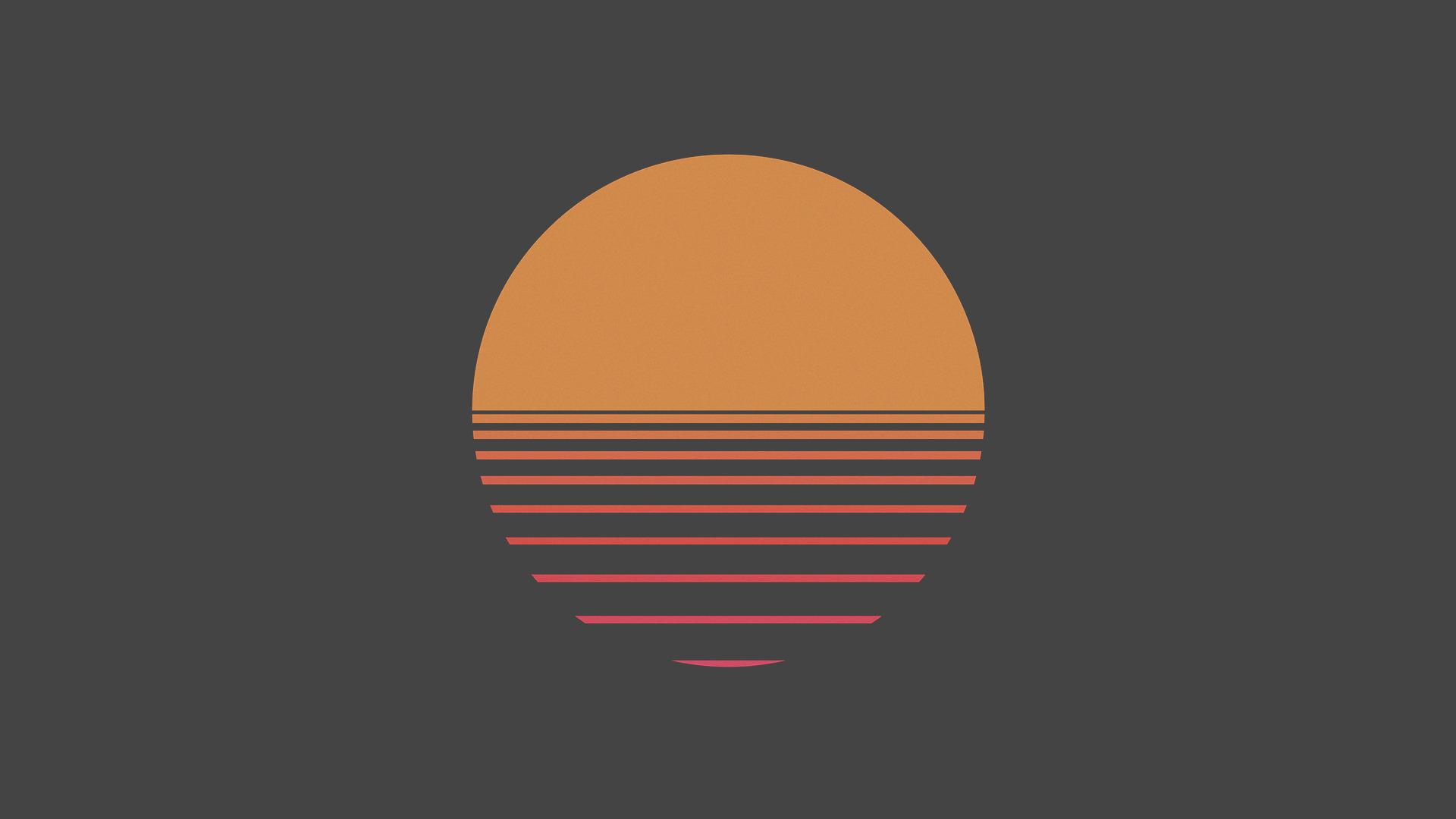 1920x1080 1920x1080 digital art minimalism simple background sun circle lines orange wallpaper JPG 124 kB