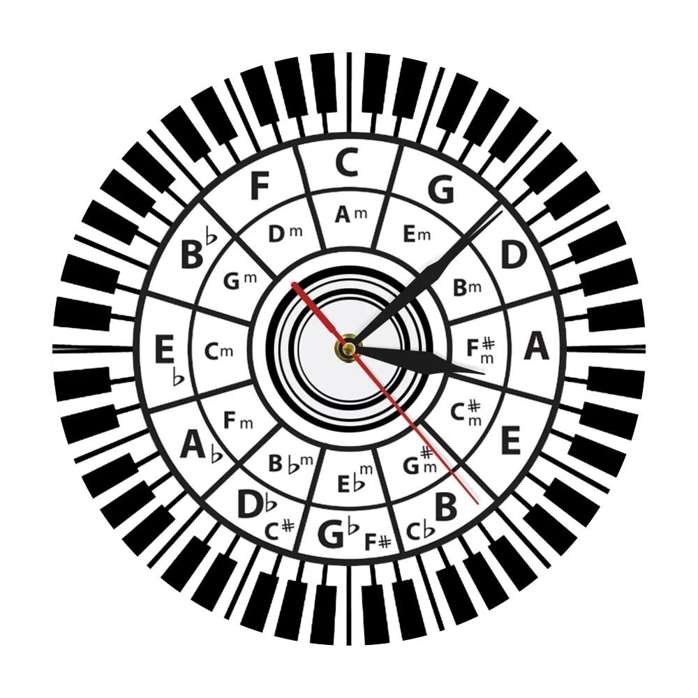 1000x1000 Piano Keys Wall Clock Musician Circle Of Fifths Music Harmony Theory Music Study Composer Classroom Wall Decor Modern Wall Watch. Wall Clocks