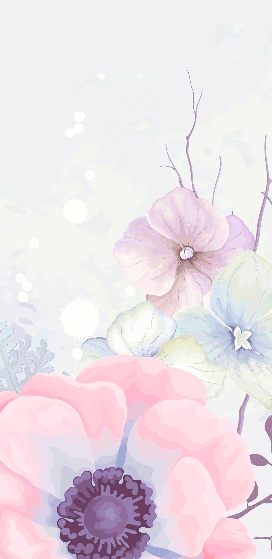 1080x2220 Watercolor Pastel Flower Wallpaper, HD Watercolor Pastel Flower Background