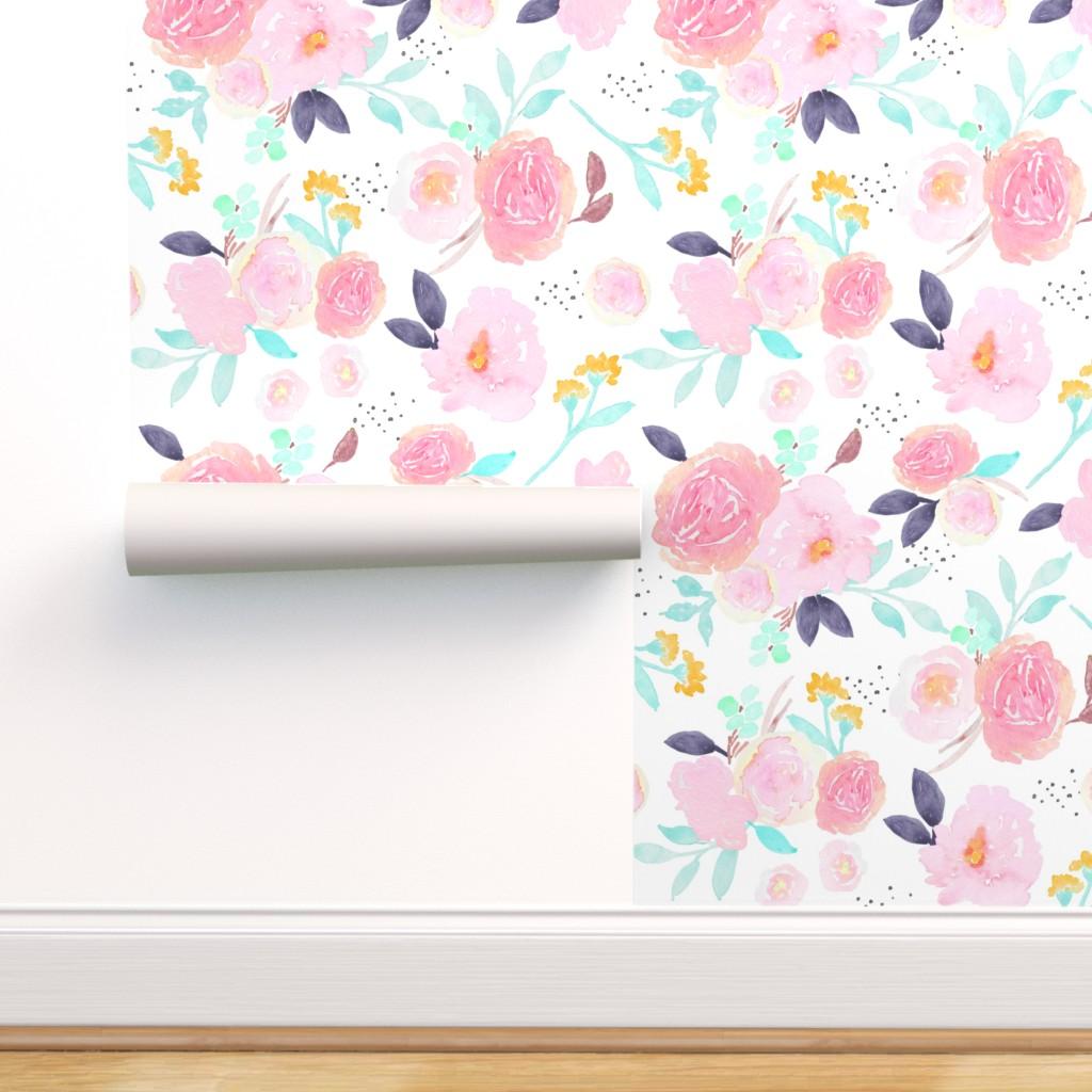 1024x1024 Peel And Stick Removable Wallpaper Spring Flowers Pastel Watercolor Floral Indy
