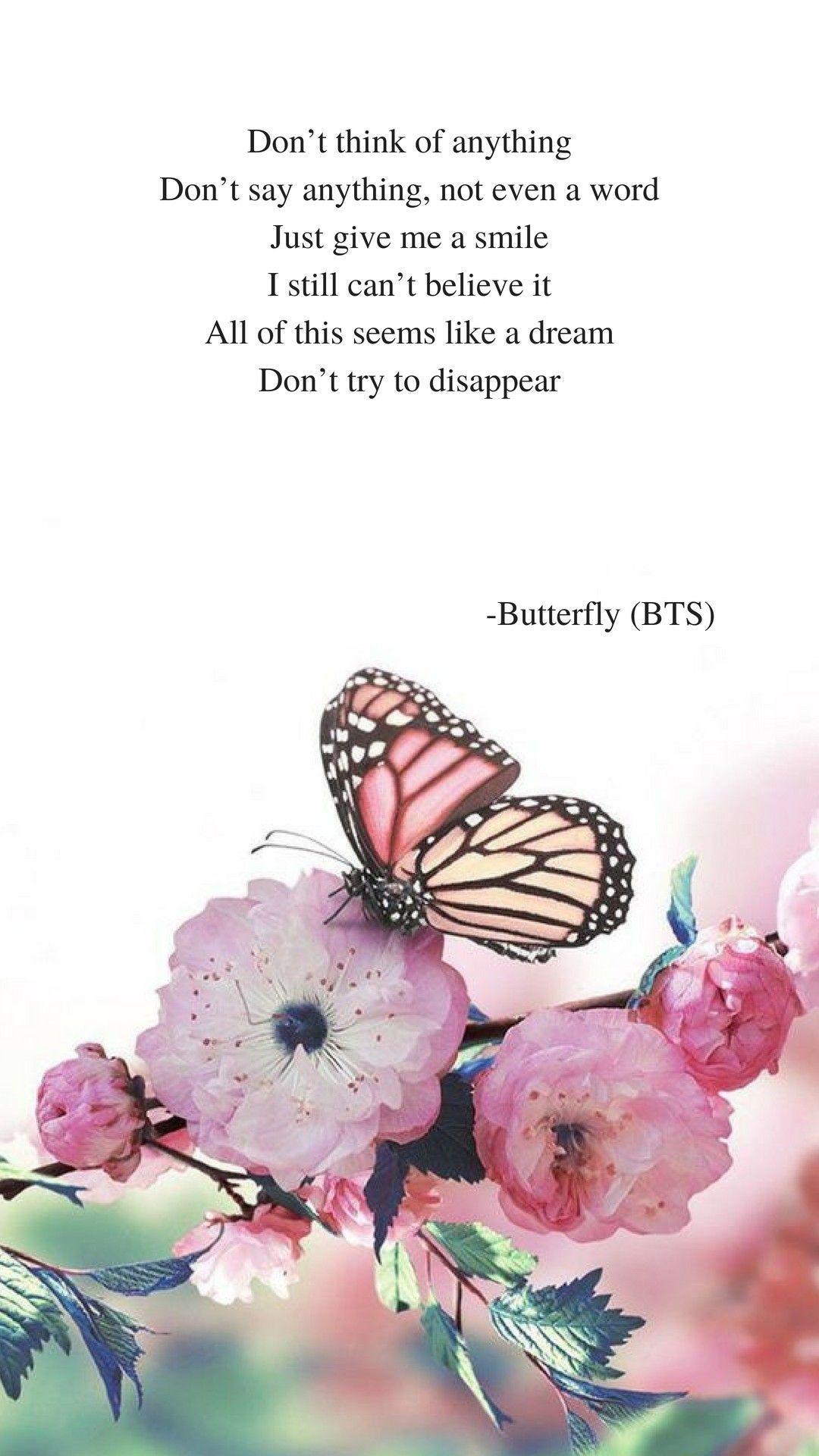 1080x1920 Butterfly Lyrics BTS Wallpaper