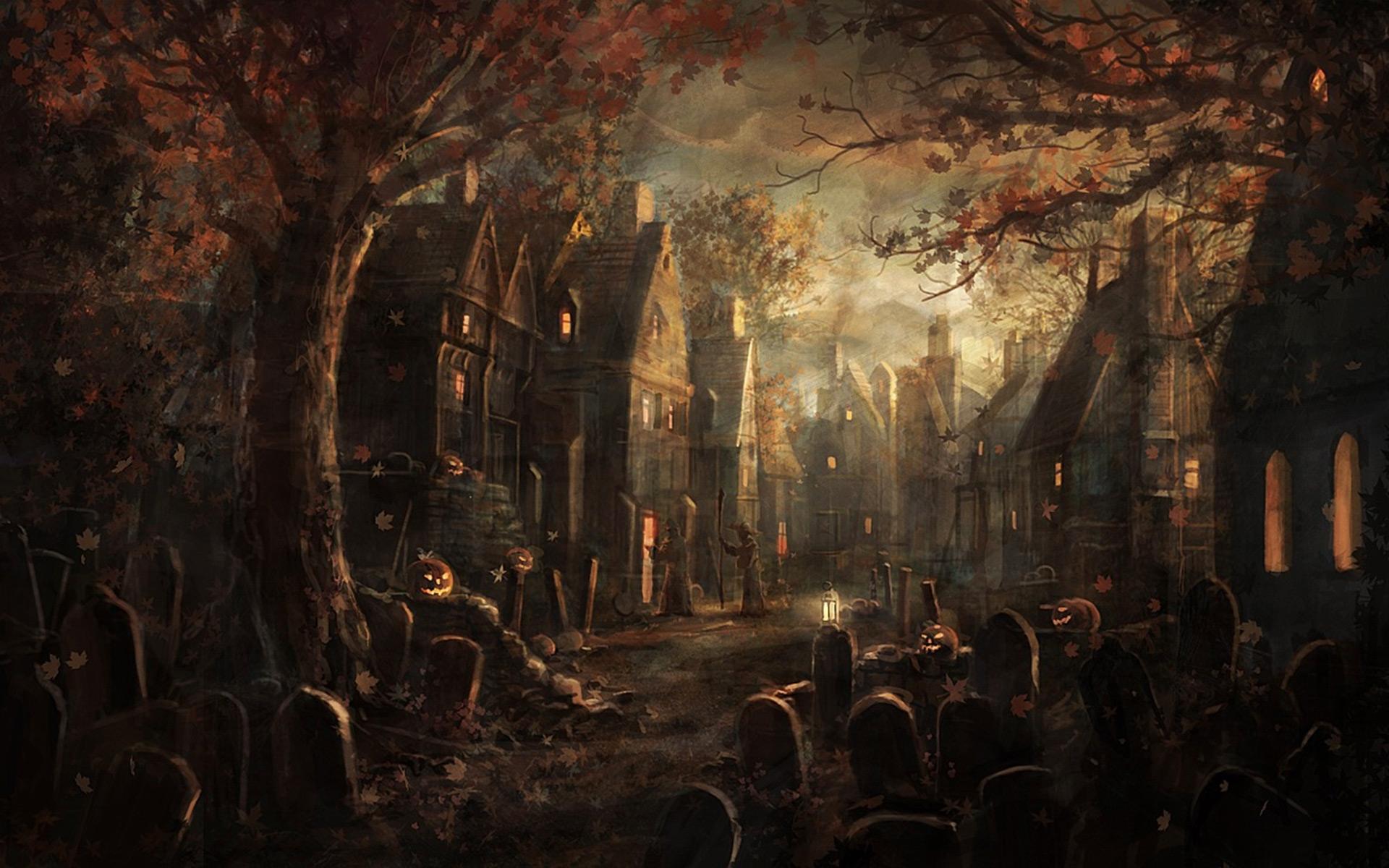 1920x1200 Halloween Graveyard City Background​-Quality Image and Transparent PNG Free Clipart