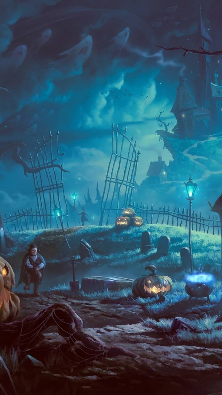 720x1280 Download Halloween Graveyard HD Wallpaper and Background