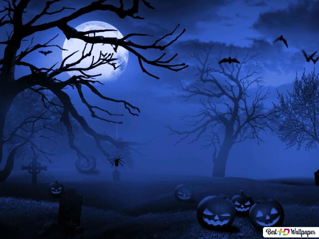1024x768 Halloween Graveyard HD wallpaper download