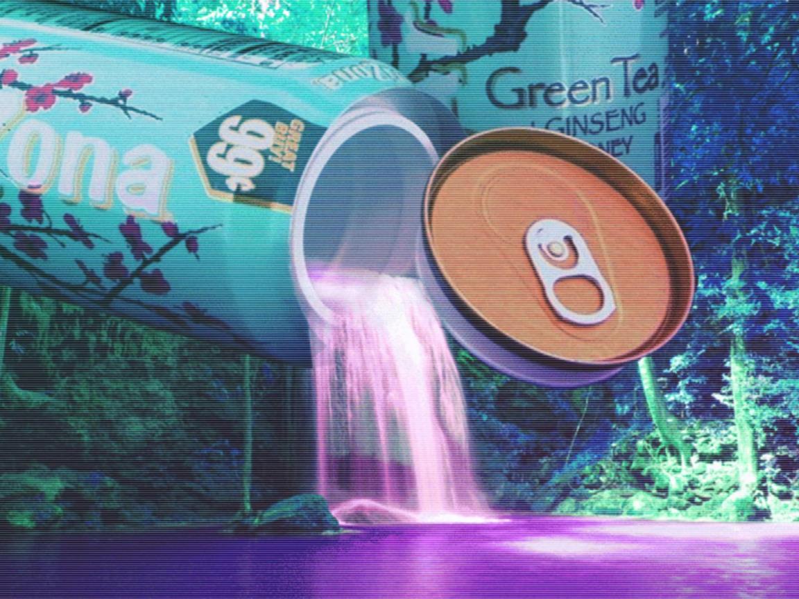 1152x864 Download wallpaper Fountain, Vaporwave, Arizona Ice Tea, section mood in resolution 1152x864