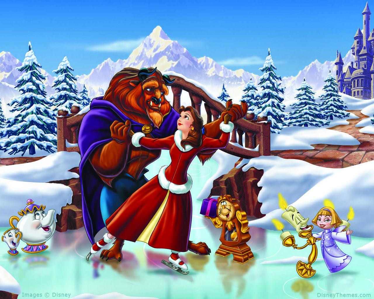 1280x1024 Beauty and the Beast Christmas