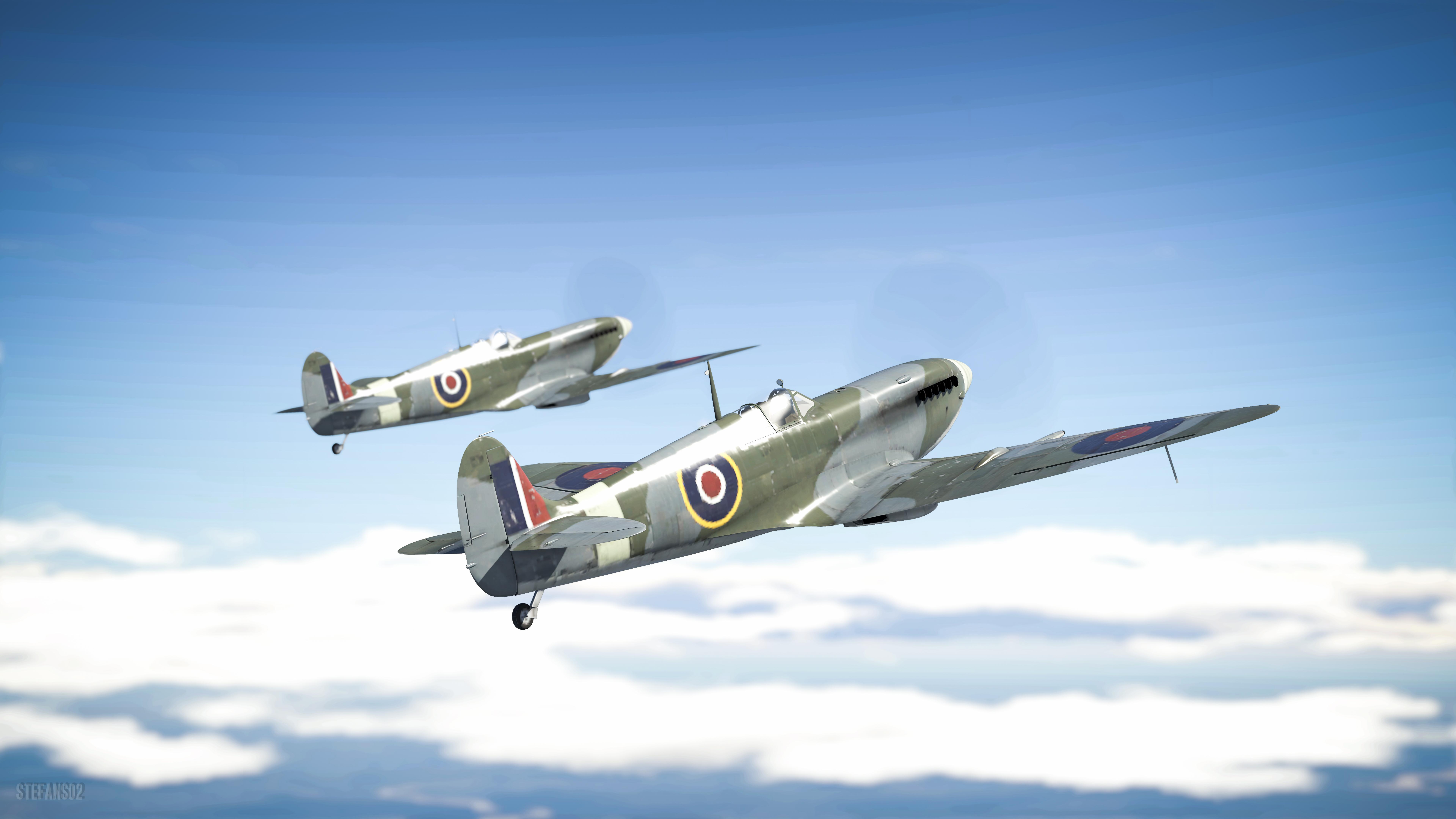 7680x4320 War Thunder, World War II, Supermarine Spitfire, Airplane wallpaper