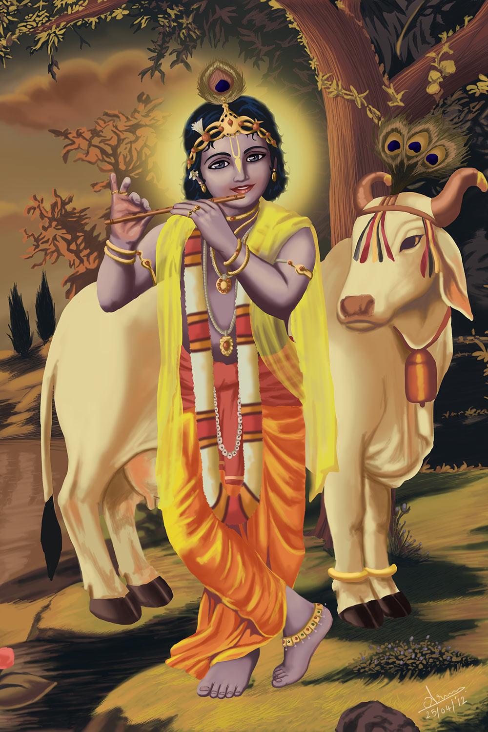 1000x1500 Krishna With Cow Govardhan Puja Png