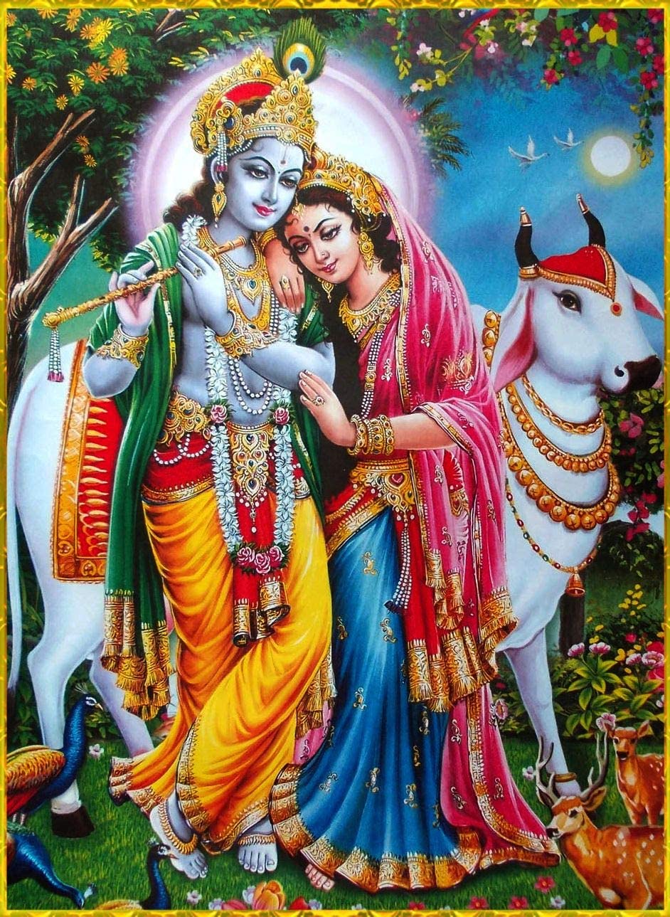 942x1289 WholesaleSarong Radha Krishna Cows Paper Poster 14 x 20 Office Wall Decor: Posters & Prints