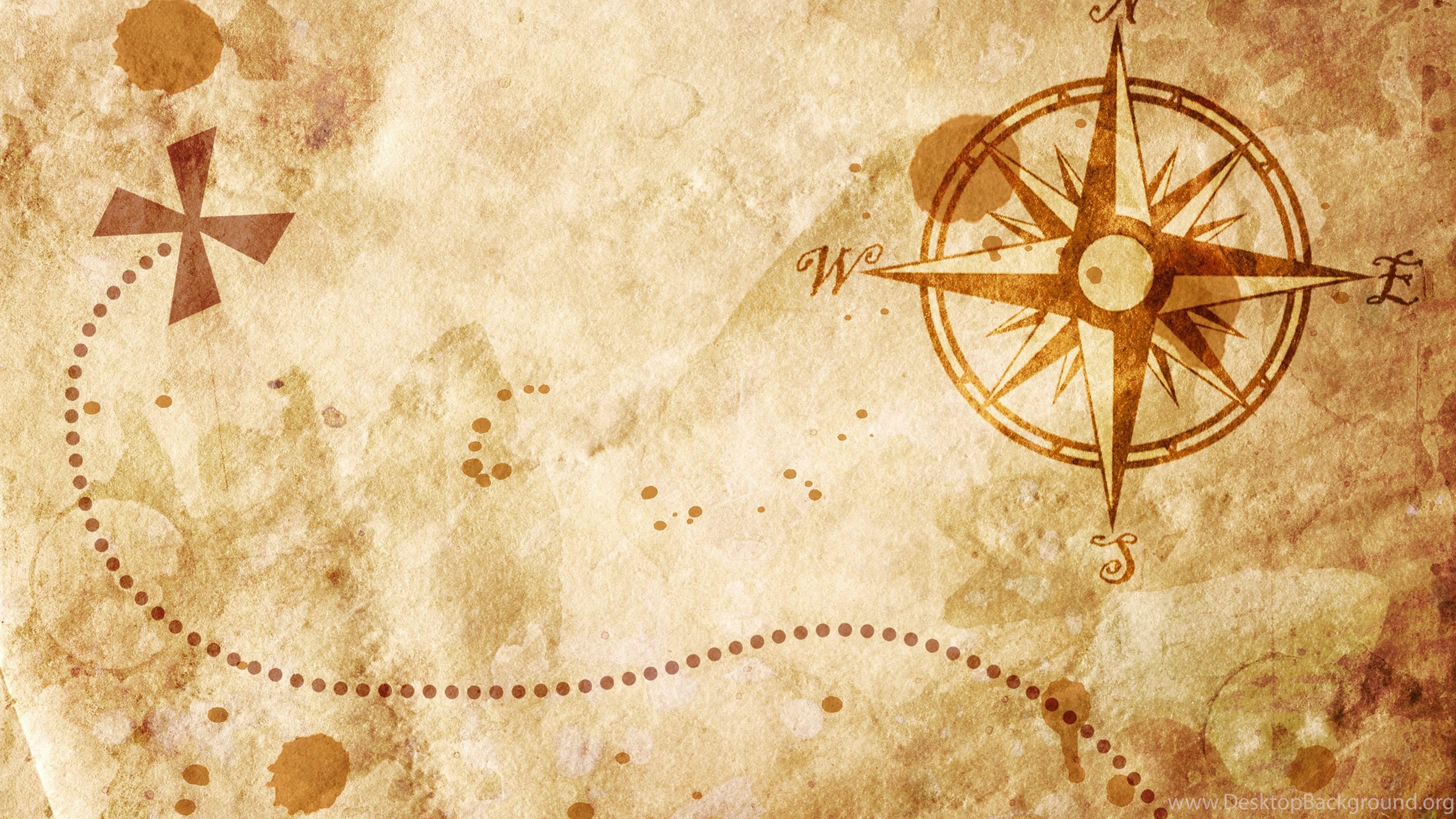 3840x2160 Old Map With A Compass On It Wallpaper Desktop Background