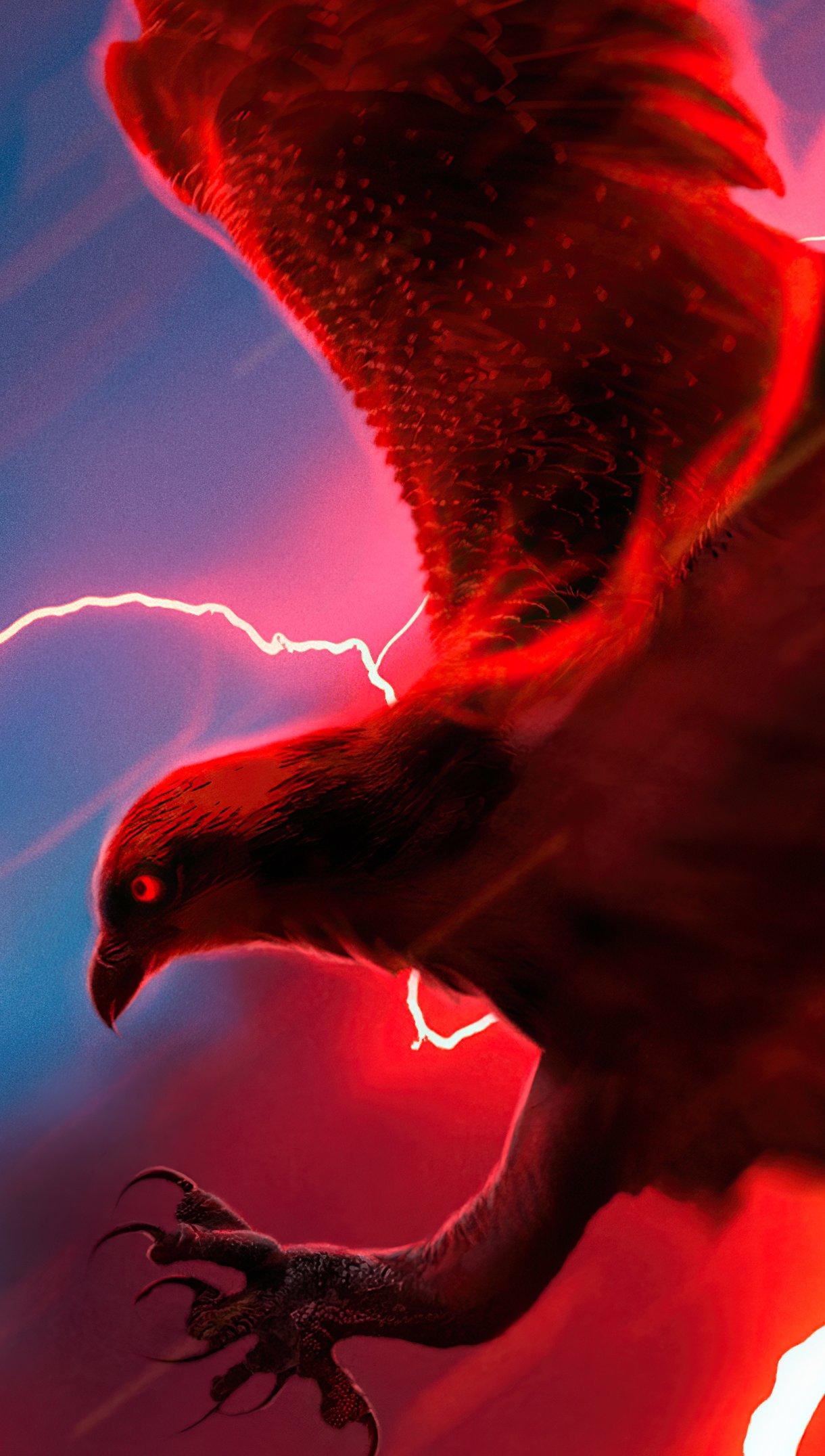 1220x2152 Eagle with lightning on the background Wallpaper