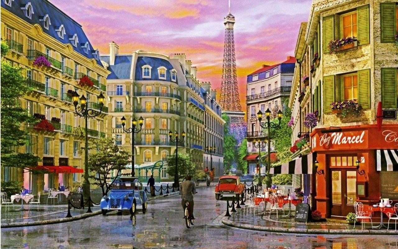 1280x800 Street Cafe Wallpaper