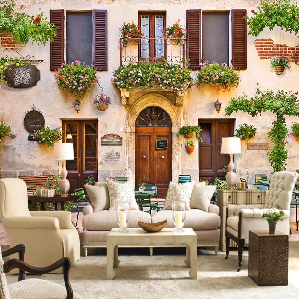 1000x1000 Custom 3D Photo Wallpaper European Style Retro Street Cafe Restaurant Backdrop Decoration Mural Wall Paper Papel De Parede Sala. papel de parede sala. 3D photophoto wallpaper