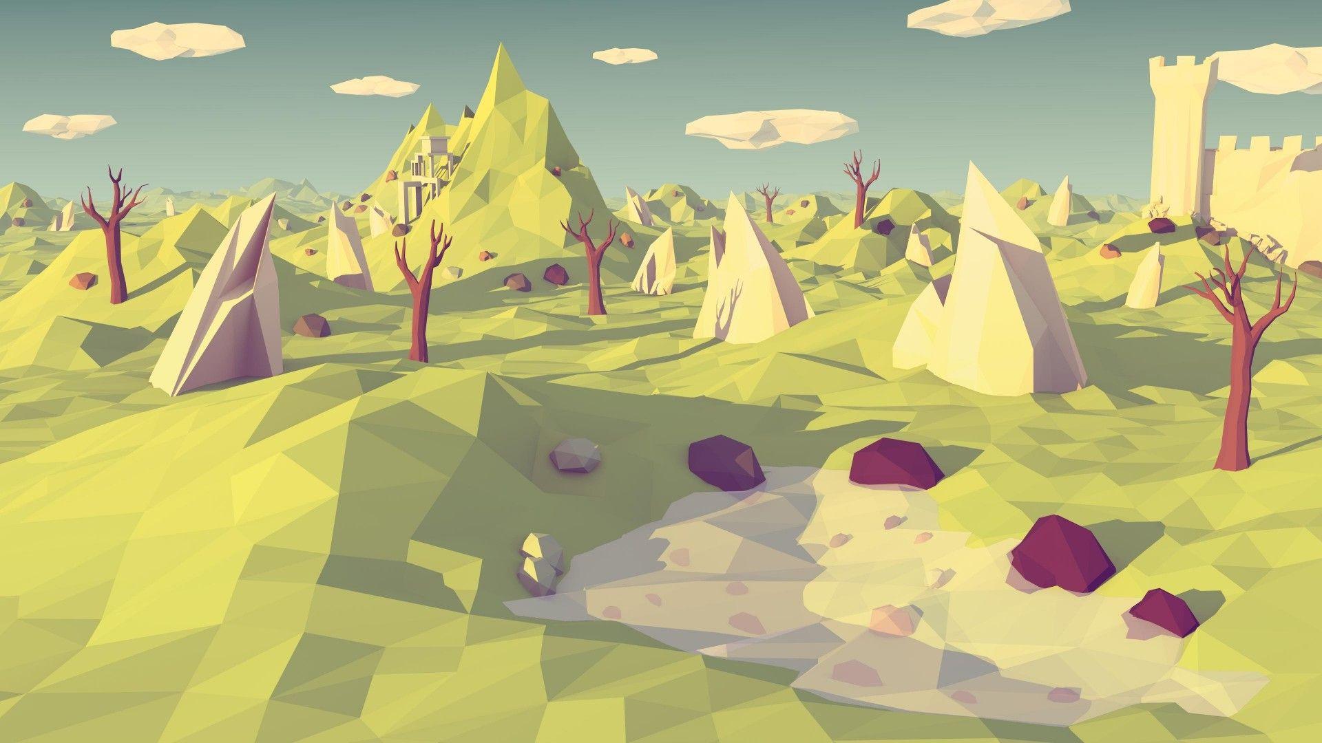 1920x1080 Group of Low Poly Digital