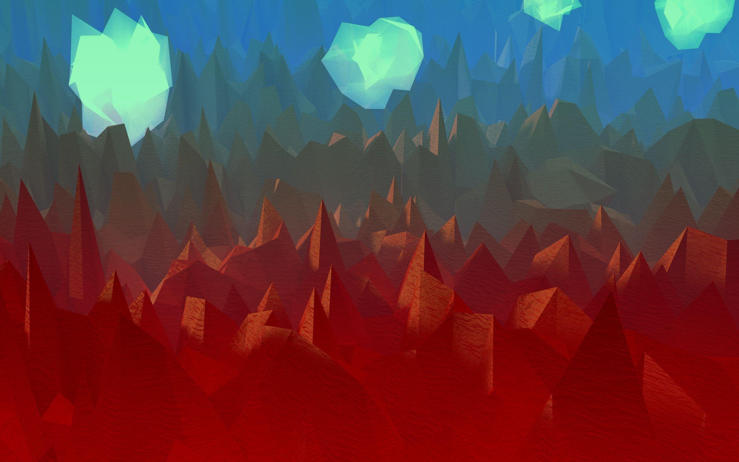 2560x1600 artwork, low poly, clouds, digital art, landscape, abstract