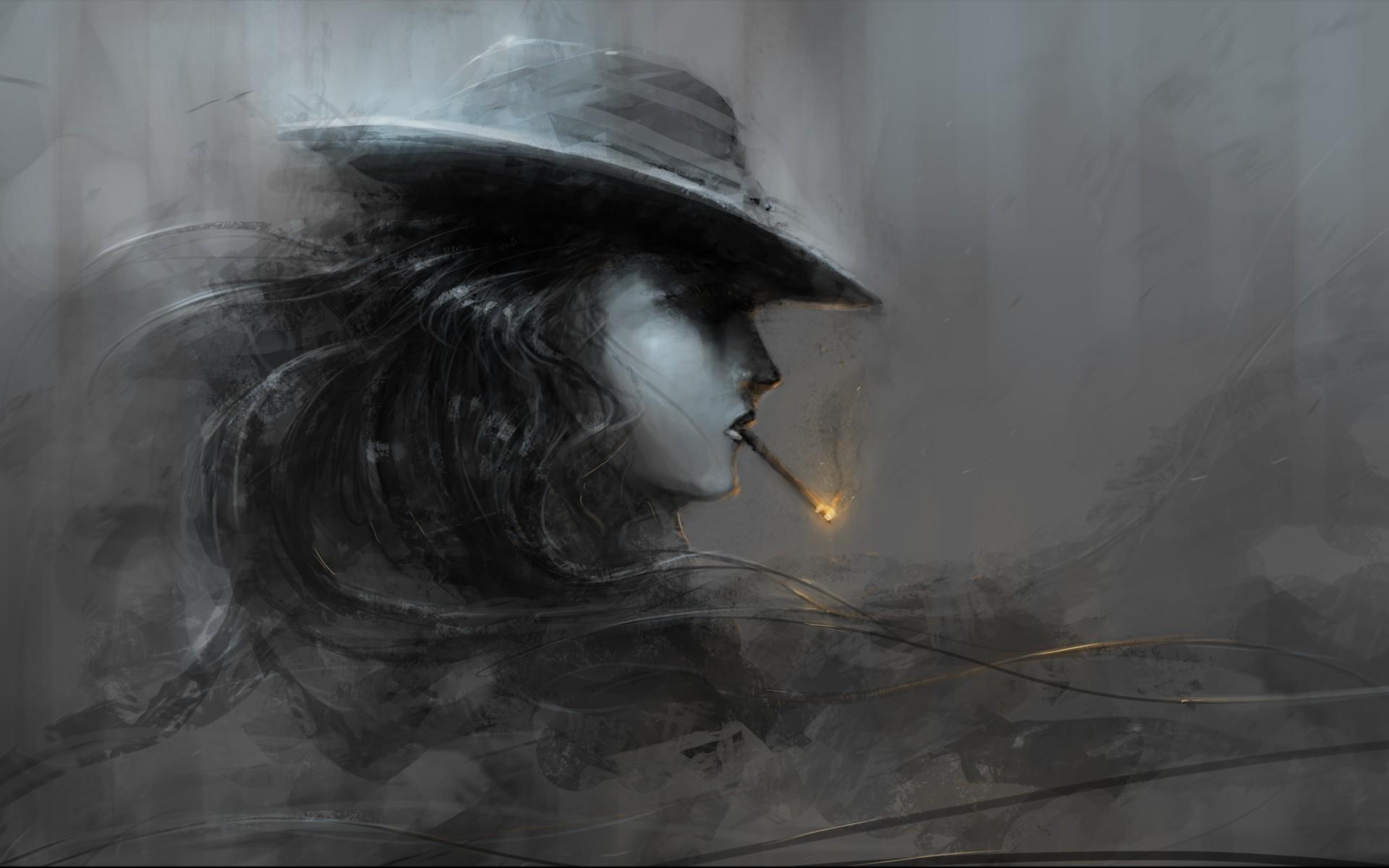 1920x1200 women smoking artwork wallpaper