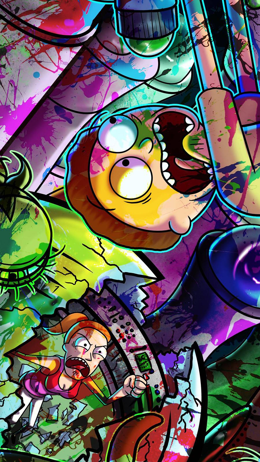 900x1600 Rick & Morty Paint Wallpaper Free Download For Your Device