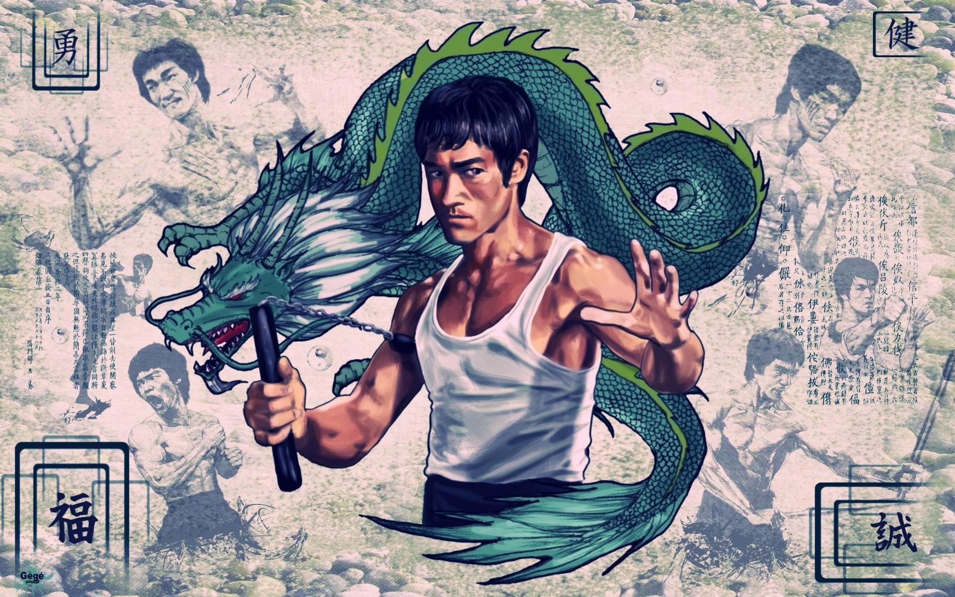 1920x1200 Bruce lee dragons vintage poster chinese wallpaperx1200