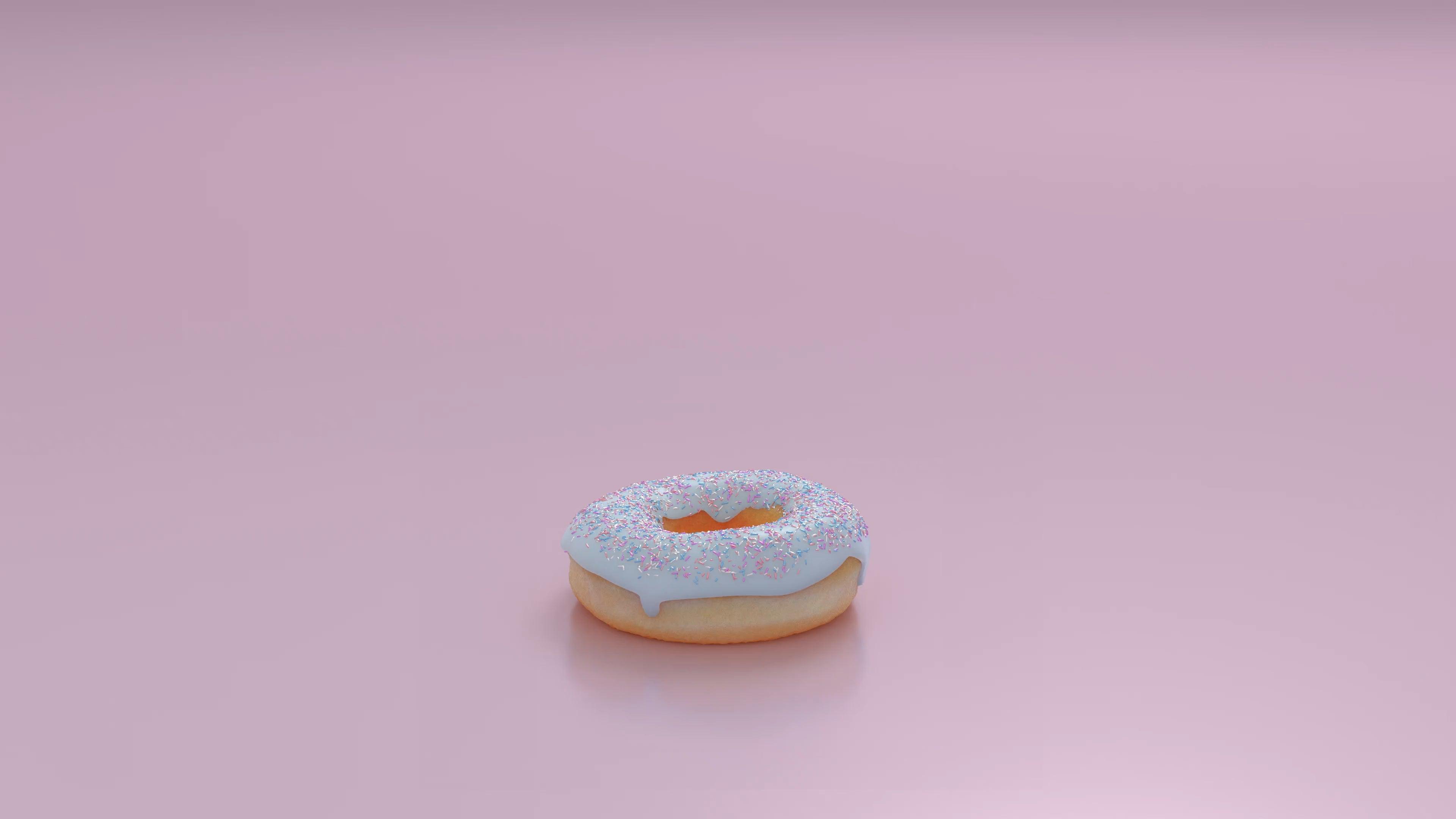 3840x2160 4K Rotating Vanilla Sprinkle Donut Wallpaper [3840 x 2160]