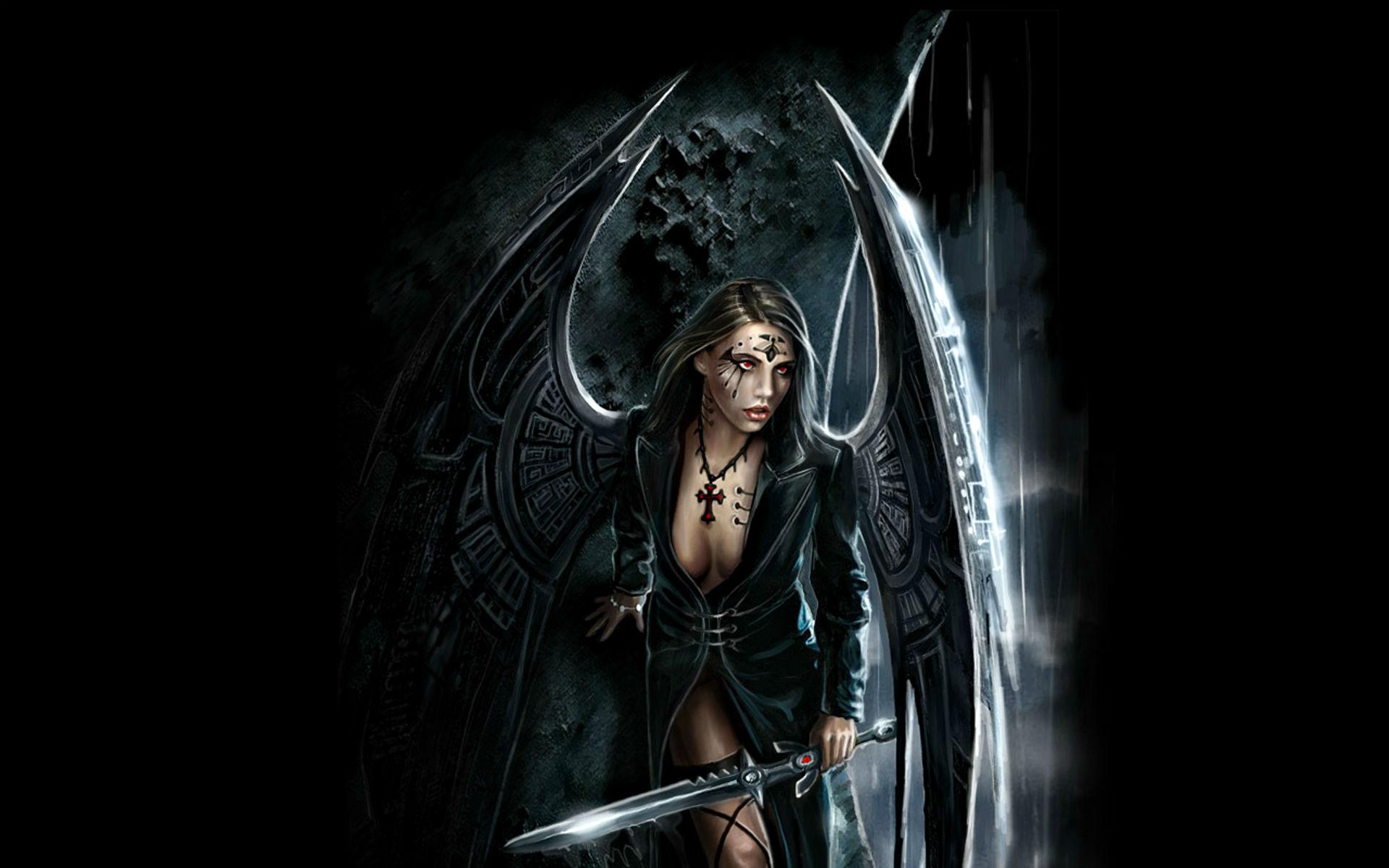 1920x1200 Fantasy art warriors gothic angels weapons sword women babes wallpaperx1200