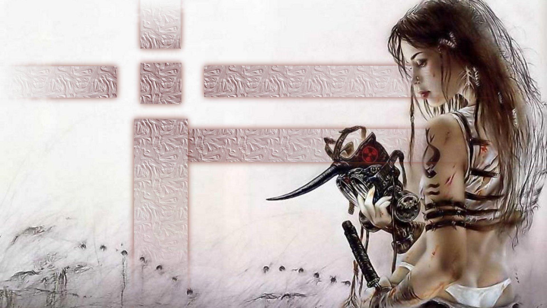 1920x1080 women, Warriors, , Sword, Girl, Gothic, Tattoo, Fantasy, Art, Mask Wallpaper HD / Desktop and Mobile Background