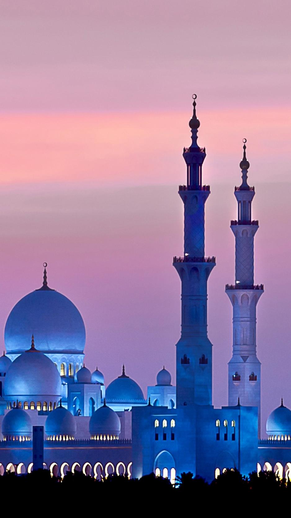 938x1668 Sheikh Zayed Mosque, Abu Dhabi, Sky, Sunset, 4k HD Wallpaper