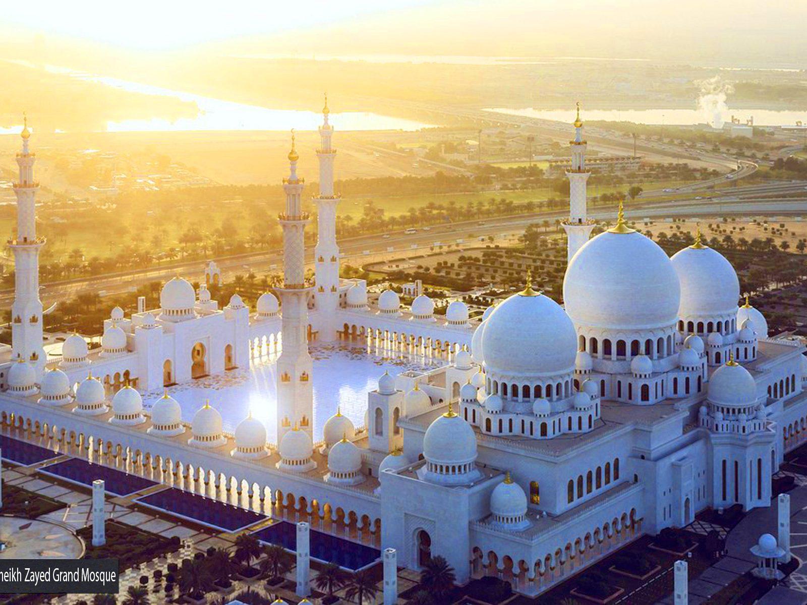 1600x1200 Sunset Abu Dhabi Sheikh Zayed Grand Mosque United Arab Emirates Desktop HD Wallpaper 1920x1200 :