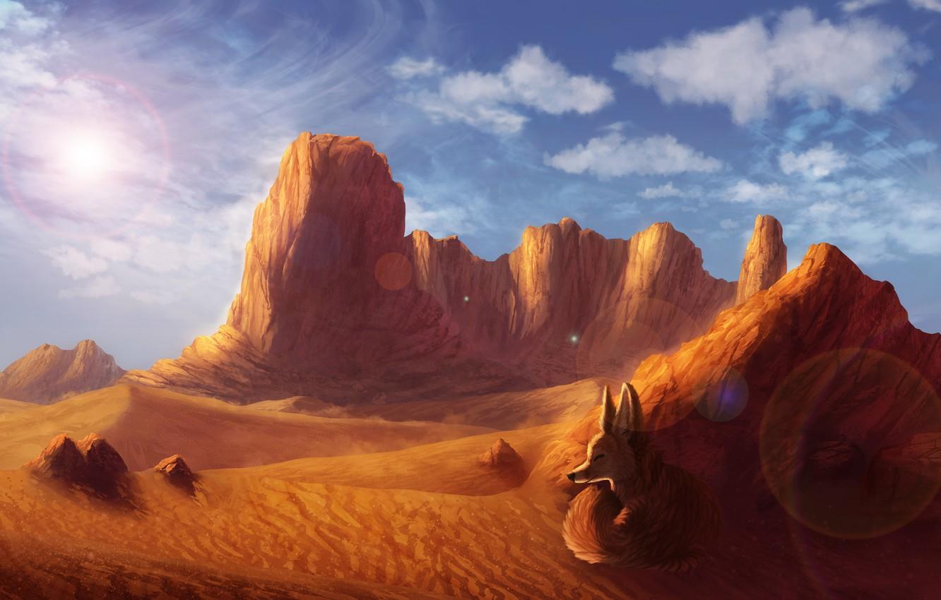 1332x850 Wallpaper nature, desert, Fox, by CreeperMan0508 image for desktop, section арт