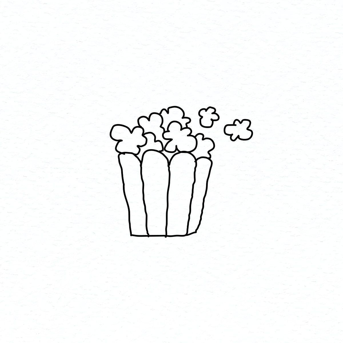 1200x1200 Hand drawn popcorn on a white background vector. free image by rawpixel.com / nunny. Courage tattoos, Minimal drawings, Friend tattoos