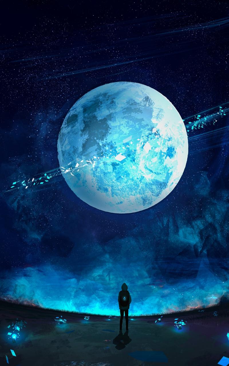 800x1280 Download 800x1280 Wallpaper Night Out, Blue Planet And Boy, Artwork, Samsung Galaxy Note Gt N Meizu Mx 800x1280 HD Image Background