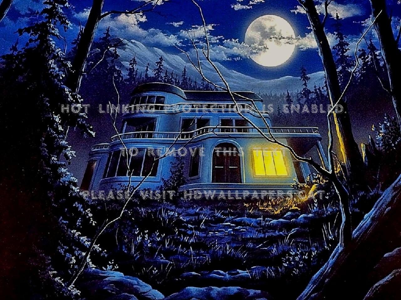 1280x960 haunted house moon night halloween sky