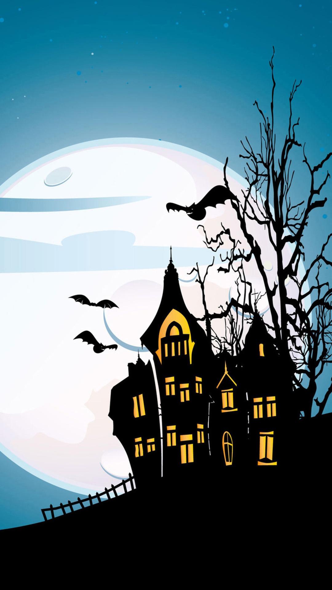 1080x1920 Moon Halloween Silhouette Sky Scary Haunt Eerie Horror HD Wallpaper