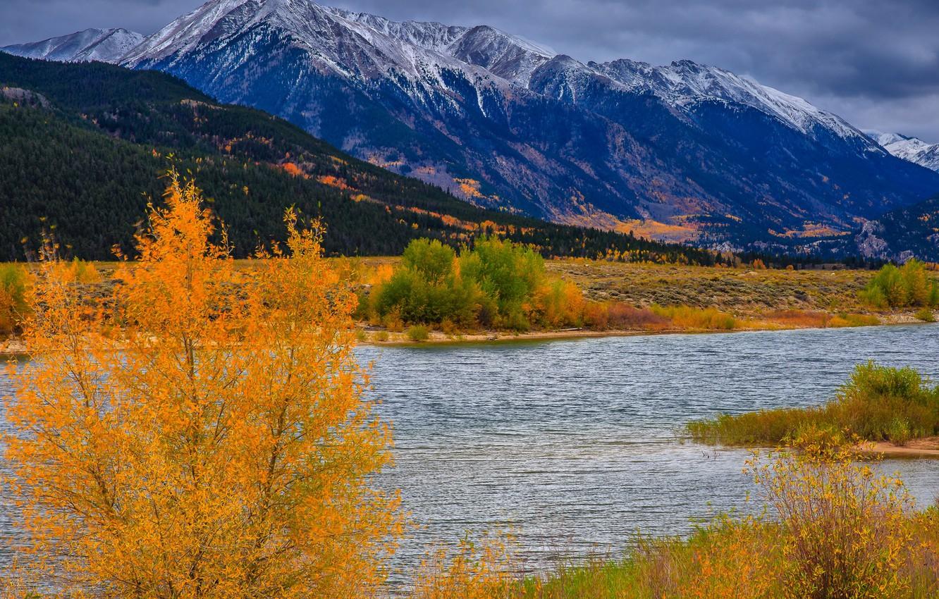 1332x850 Photo Wallpaper Autumn, Trees, Mountains, River, Colorado