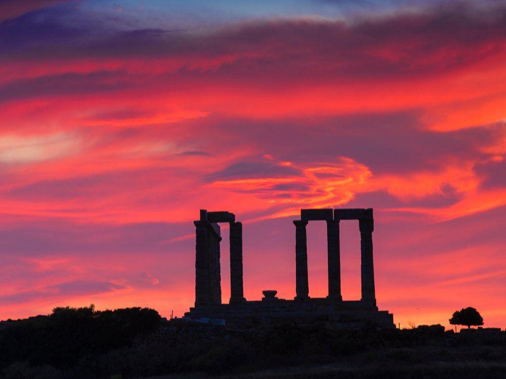 1024x768 Temple of Poseidon, Cape Sounion, Near Athens, Greece. Poseidon, Greece, Sunset
