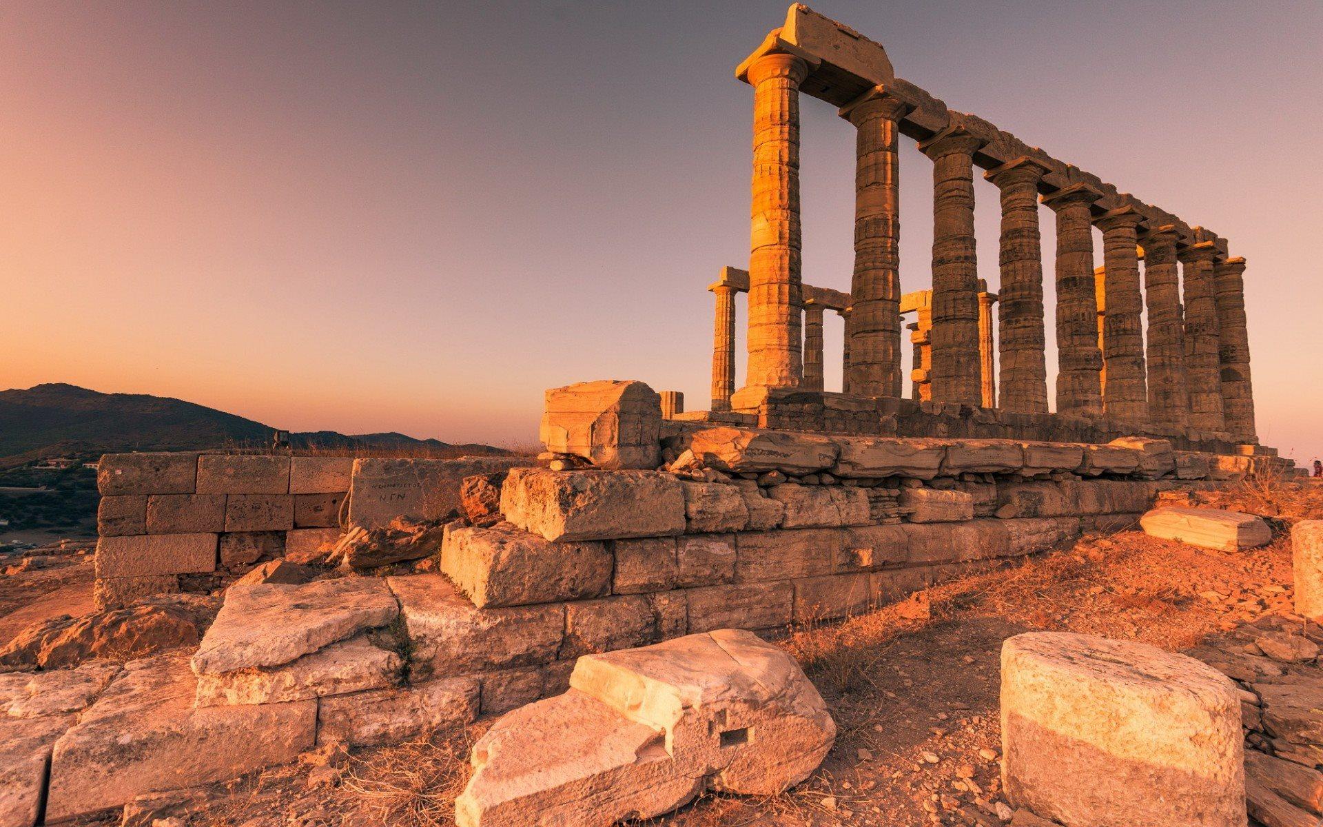 1920x1200 Download wallpaper greece, sounio, ruins, the temple of poseidon, cape sounio for desktop with resolution 1920x1200. High Quality HD picture wallpaper