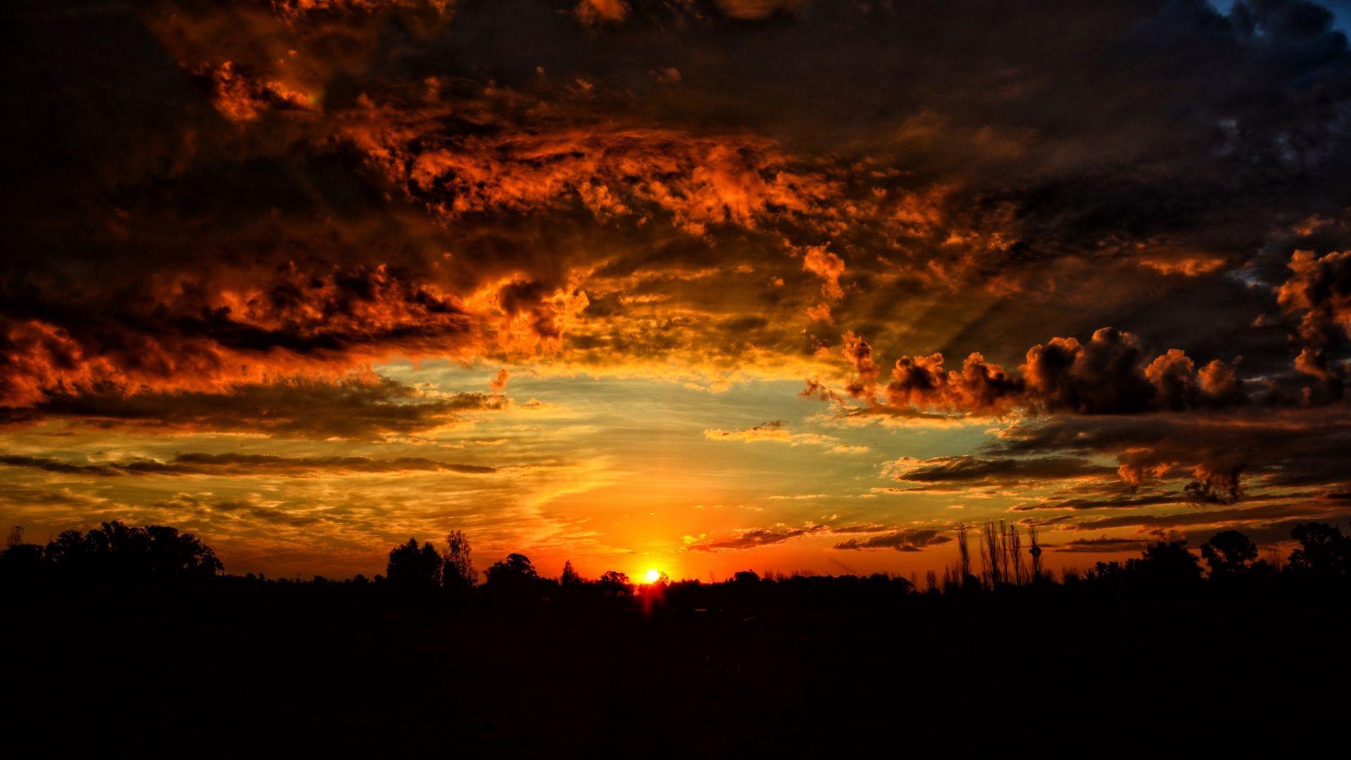 1920x1080 Sunset Clouds Orange Sky Wallpaper[1920x1080]. Sunset wallpaper, Landscape, Orange sky