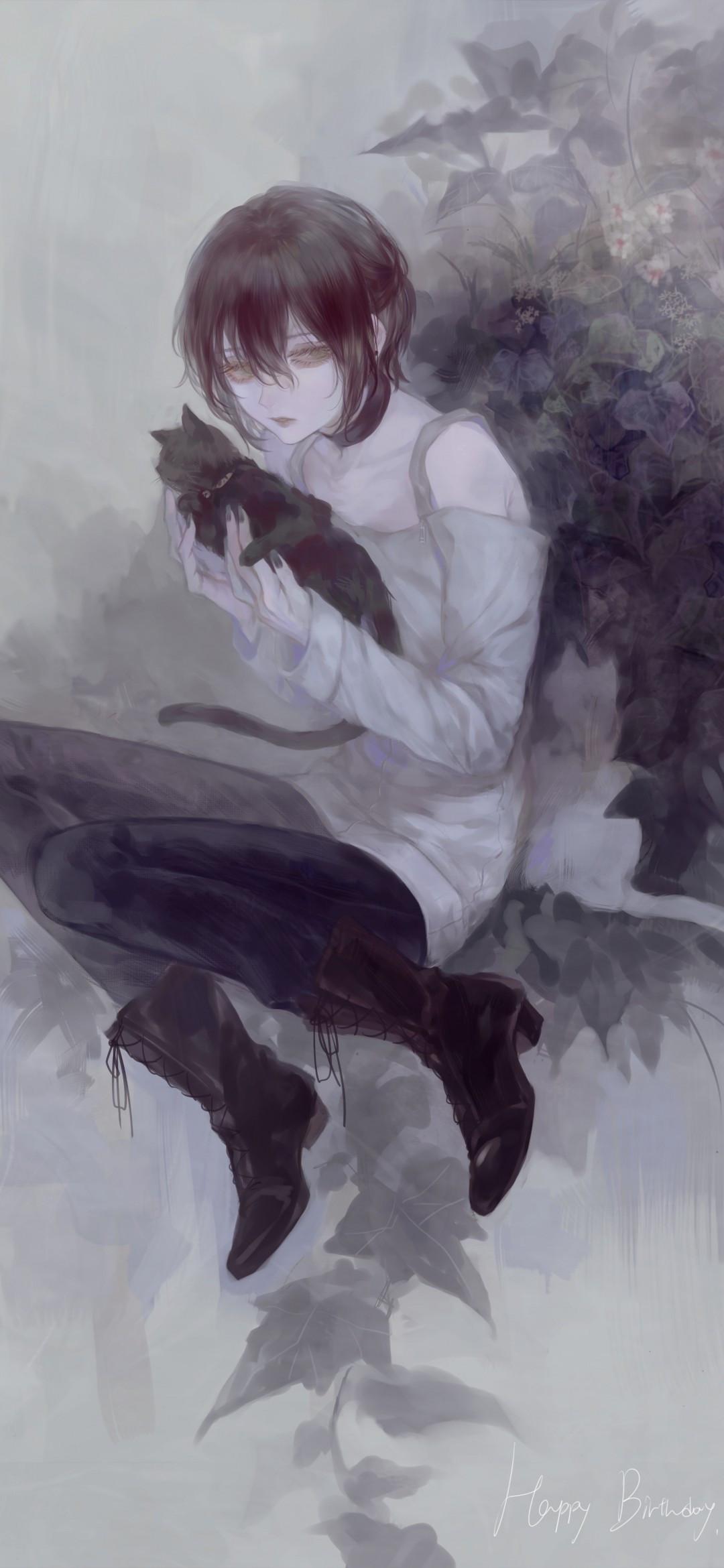 1080x2340 Download 1080x2340 Anime Boy, Cute, Neko, Cat, Brown Hair Wallpaper for Xiaomi Mi 10 & Mi 9 & Mi Mix 3 & Black Shark Huawei P30 Pro, Vivo V15 Pro, OnePlus