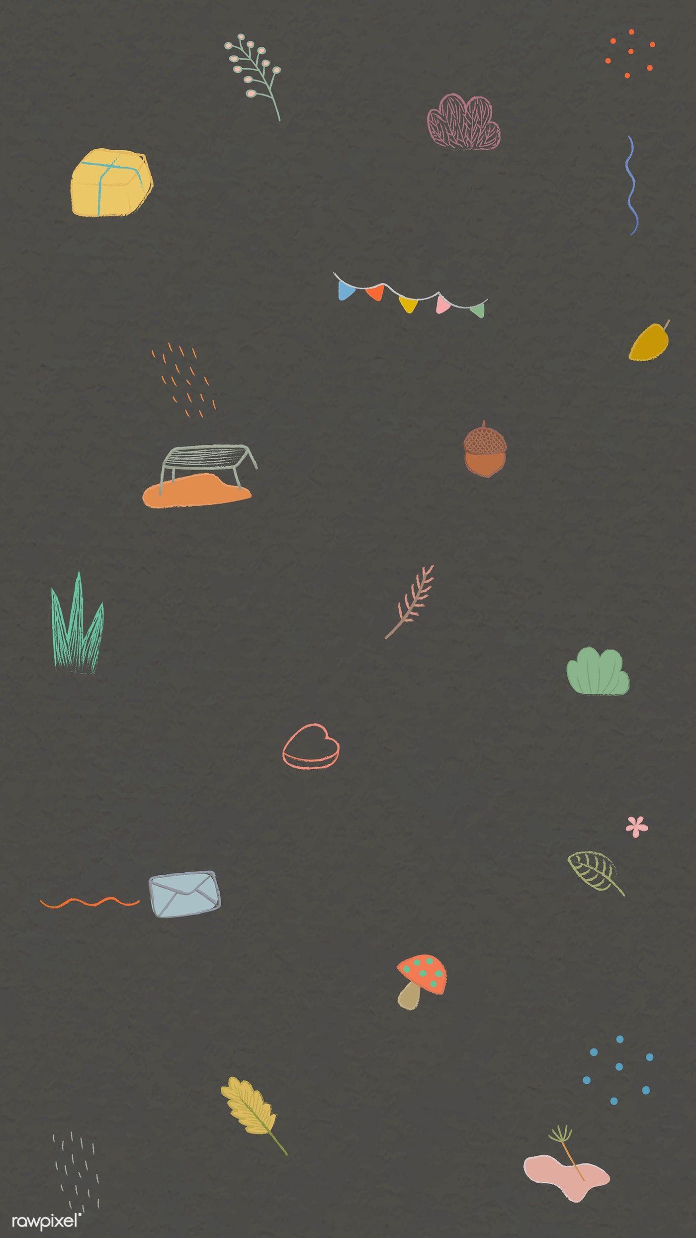 1400x2488 Cute autumn doodle patterned mobile screen wallpaper, 4k iphone and mobile phone wallp. iPhone wallpaper pattern, Anime wallpaper iphone, Phone wallpaper patterns
