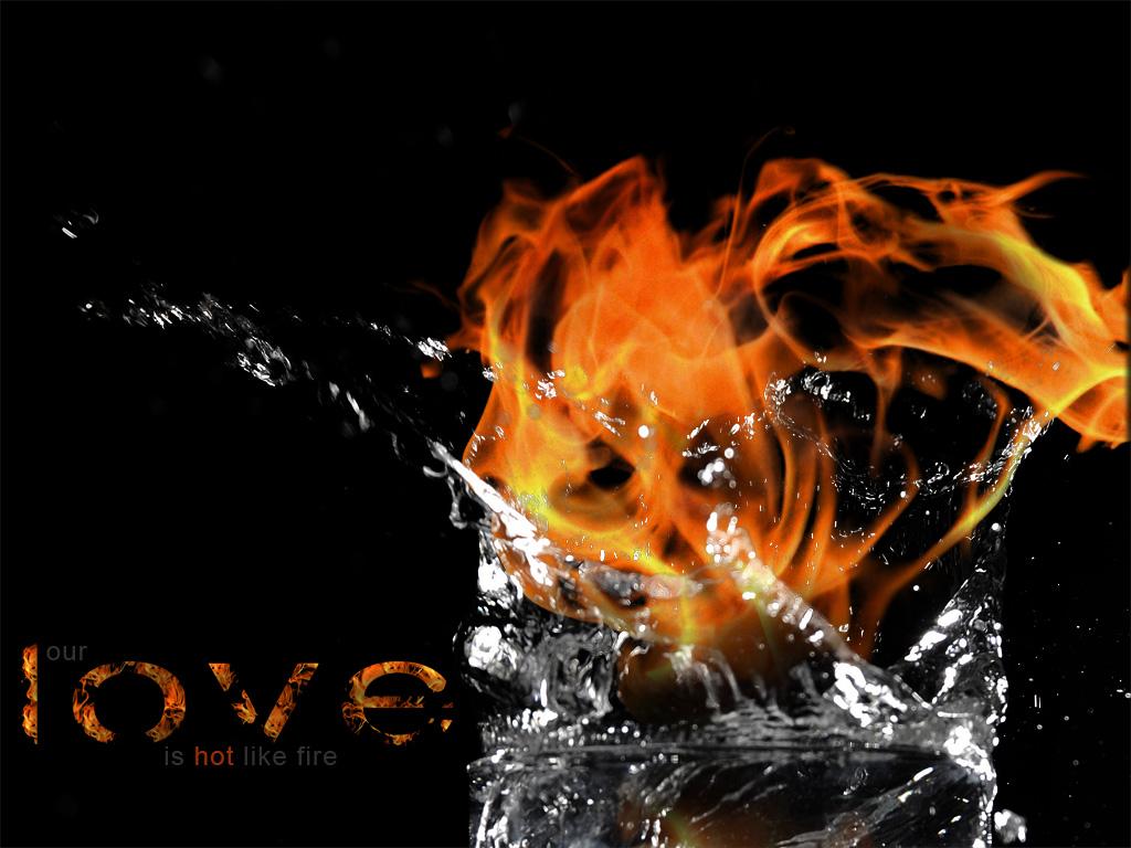 1024x768 Cool Fire and Water Wallpaper