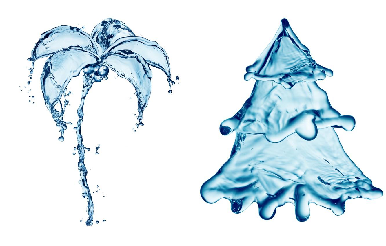 1332x850 Wallpaper water, drops, squirt, Palma, creative, figure, tree, spruce, splash, art, tree, water, art, splash, drops, drawing image for desktop, section минимализм