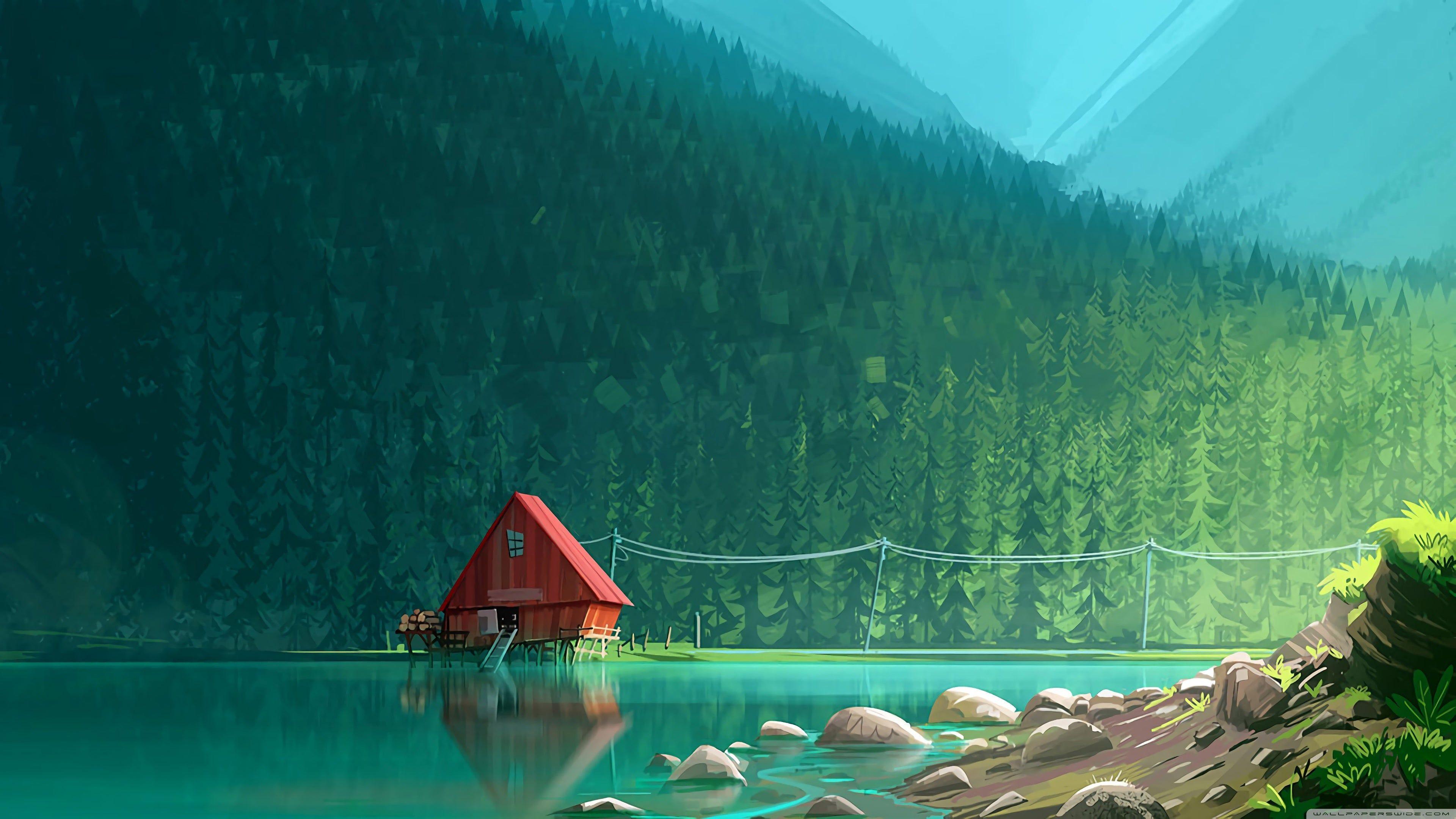 3840x2160 Houses Drawings Wallpaper