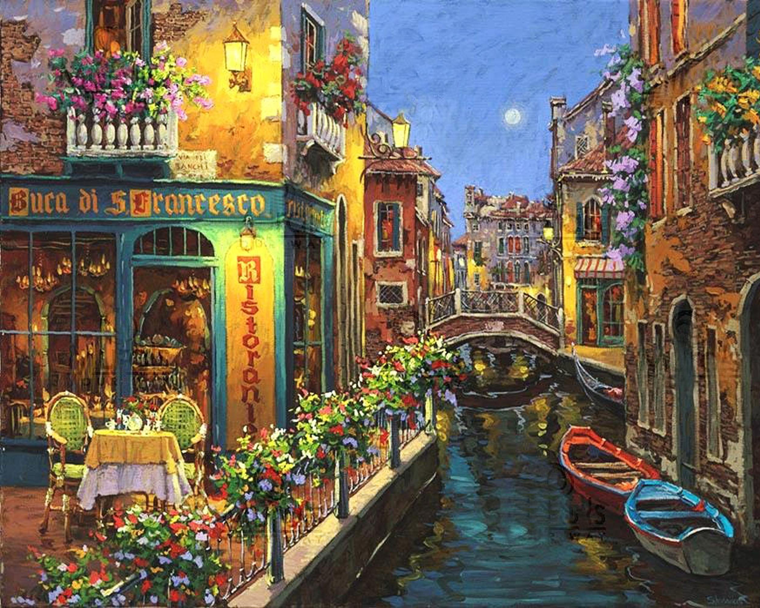 2500x2000 city, Fred, Swan, Painting, Drawing, Bridge, Canal, Boats, Water, Building, Bokeh, Mood Wallpaper HD / Desktop and Mobile Background