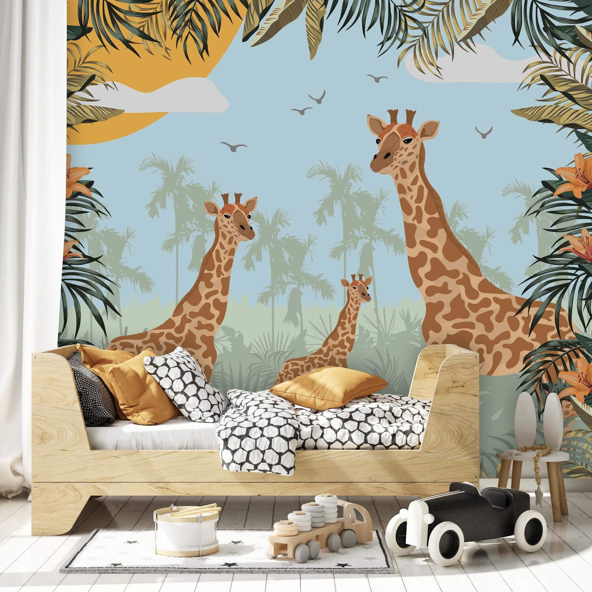 2048x2048 Wild Life Tropical Jungle Giraffe Lily Flowers Animal Wallpaper Kids R